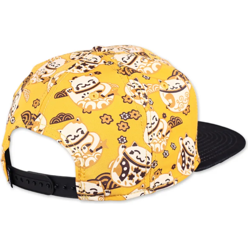 kapa-ravna-zuta-snapback-lucky-cat-linen-djinns