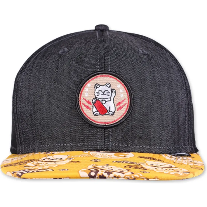 kapa-ravna-crna-snapback-lucky-cat-linen-rev-djinns