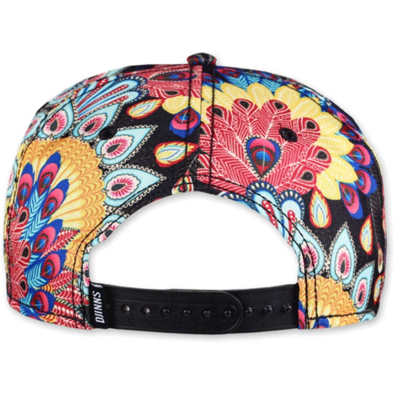 djinns-flat-brim-peacock-linen-multicolor-snapback-cap