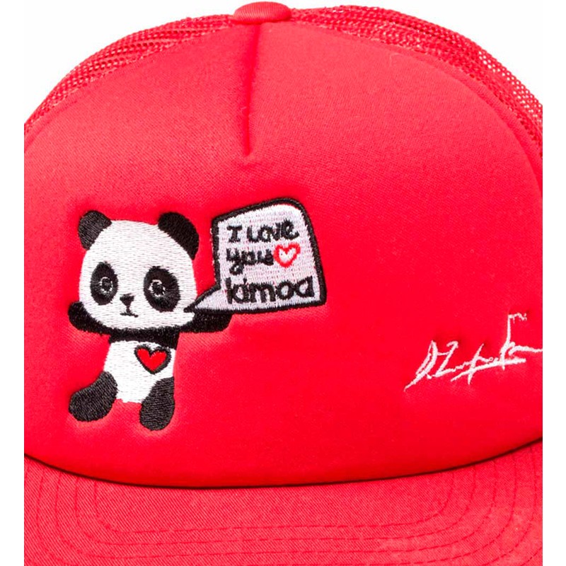kimoa-flat-brim-panda-by-domingo-zapata-red-snapback-cap