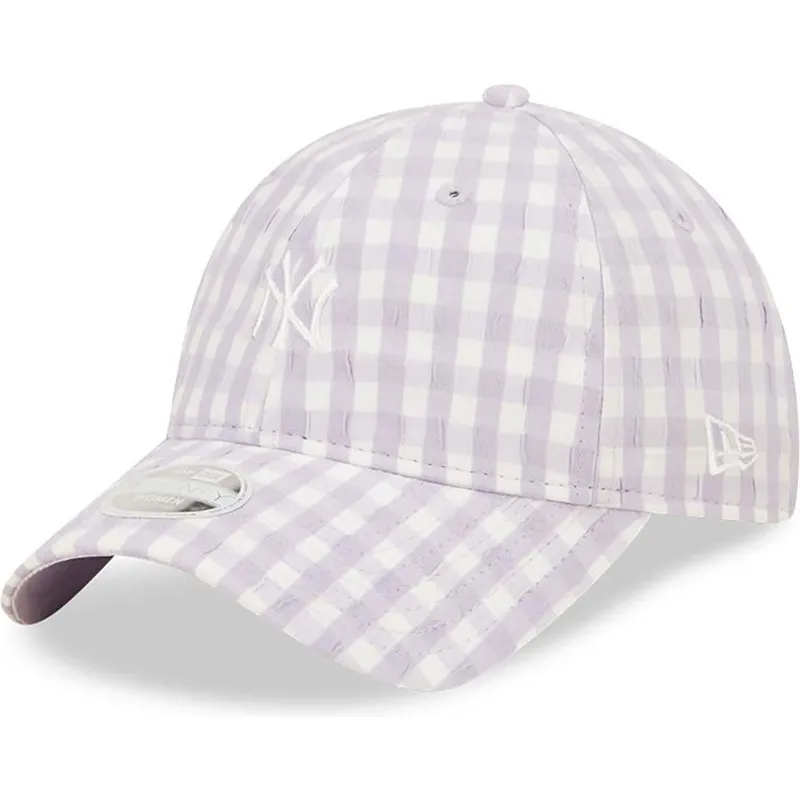 kape-zaobljena-ljubicasta-podesiva-traka-claro-9twenty-gingham-new-york-yankees-mlb-new-era