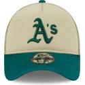 new-era-9forty-a-frame-all-day-trucker-oakland-athletics-mlb-beige-and-green-trucker-hat