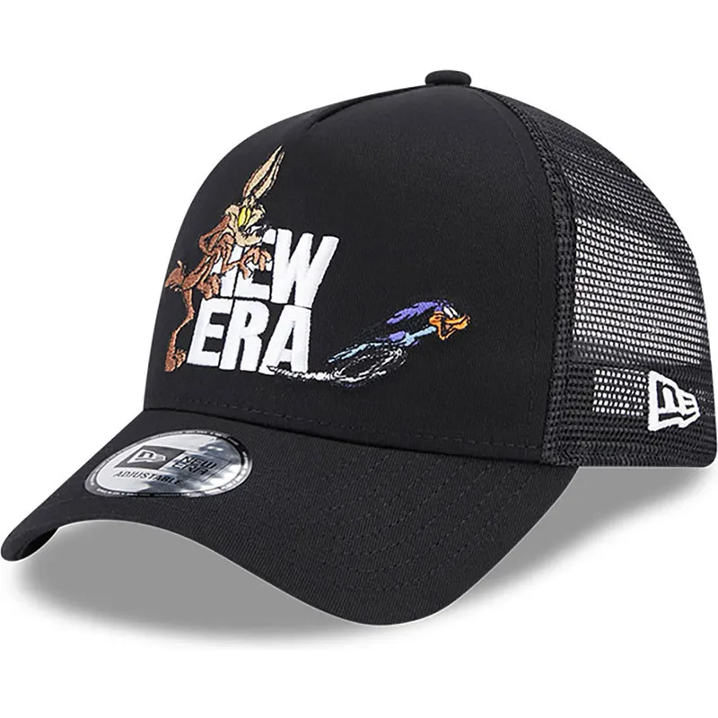 kapa-zaobljena-crna-snapback-a-frame-coyote-y-correcaminos-looney-tunes-new-era