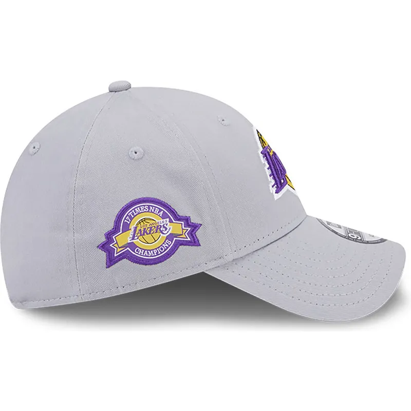 kapa-zaobljena-siva-podesiv-9forty-team-side-patch-los-angeles-lakers-nba-new-era