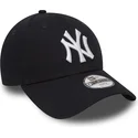cap-zaobljena-navy-blue-adjustable-strap-za-djecu-9forty-essential-new-york-yankees-mlb-new-era