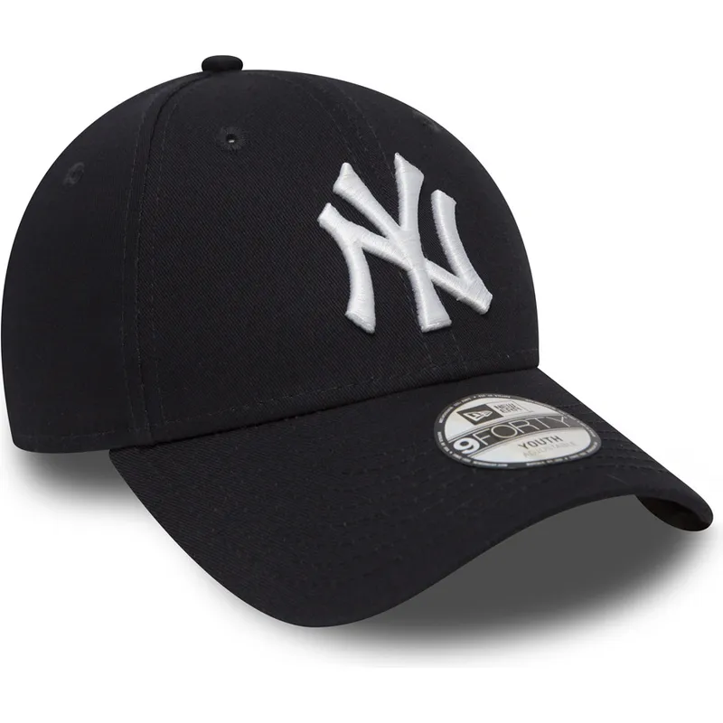 cap-zaobljena-navy-blue-adjustable-strap-za-djecu-9forty-essential-new-york-yankees-mlb-new-era