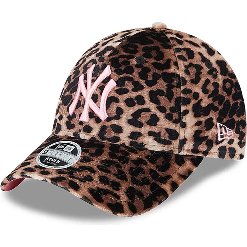 kapa-zaobljena-leopard-podesiv-rosa-9forty-velour-new-york-yankees-mlb-new-era
