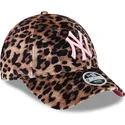 kapa-zaobljena-leopard-podesiv-rosa-9forty-velour-new-york-yankees-mlb-new-era