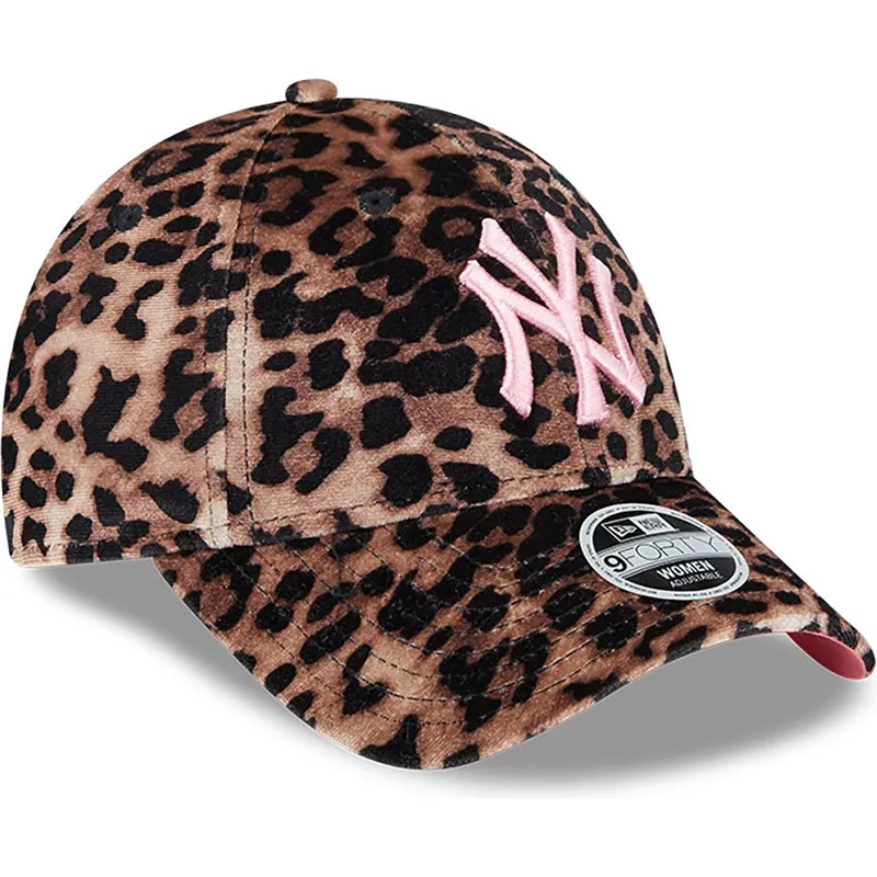 kapa-zaobljena-leopard-podesiv-rosa-9forty-velour-new-york-yankees-mlb-new-era