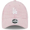 kapa-zaobljena-ruzicasta-podesiv-9forty-houndstooth-los-angeles-dodgers-mlb-new-era