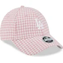 kapa-zaobljena-ruzicasta-podesiv-9forty-houndstooth-los-angeles-dodgers-mlb-new-era
