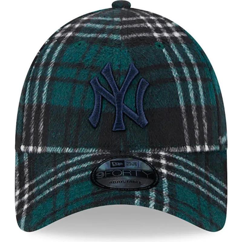 kapa-zaobljena-zelena-podesiv-9forty-check-new-york-yankees-mlb-new-era