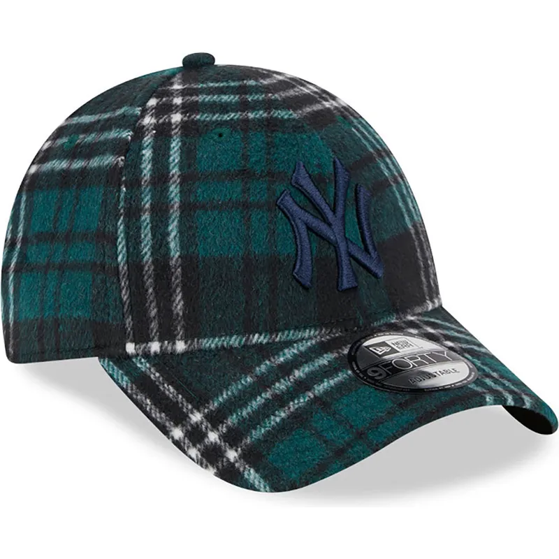 kapa-zaobljena-zelena-podesiv-9forty-check-new-york-yankees-mlb-new-era
