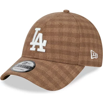 New Era Curved Brim 9FORTY Flannel Los Angeles Dodgers MLB Brown Adjustable Cap