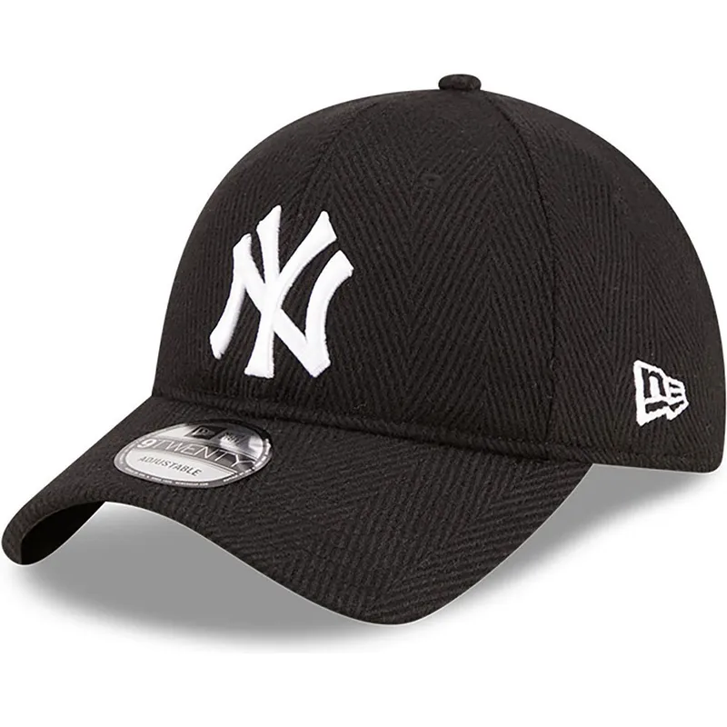 kapa-zaobljena-crna-podesiv-9twenty-herringbone-new-york-yankees-mlb-new-era