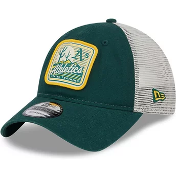 New Era 9TWENTY Stripe Oakland Athletics MLB Green and White Trucker Hat