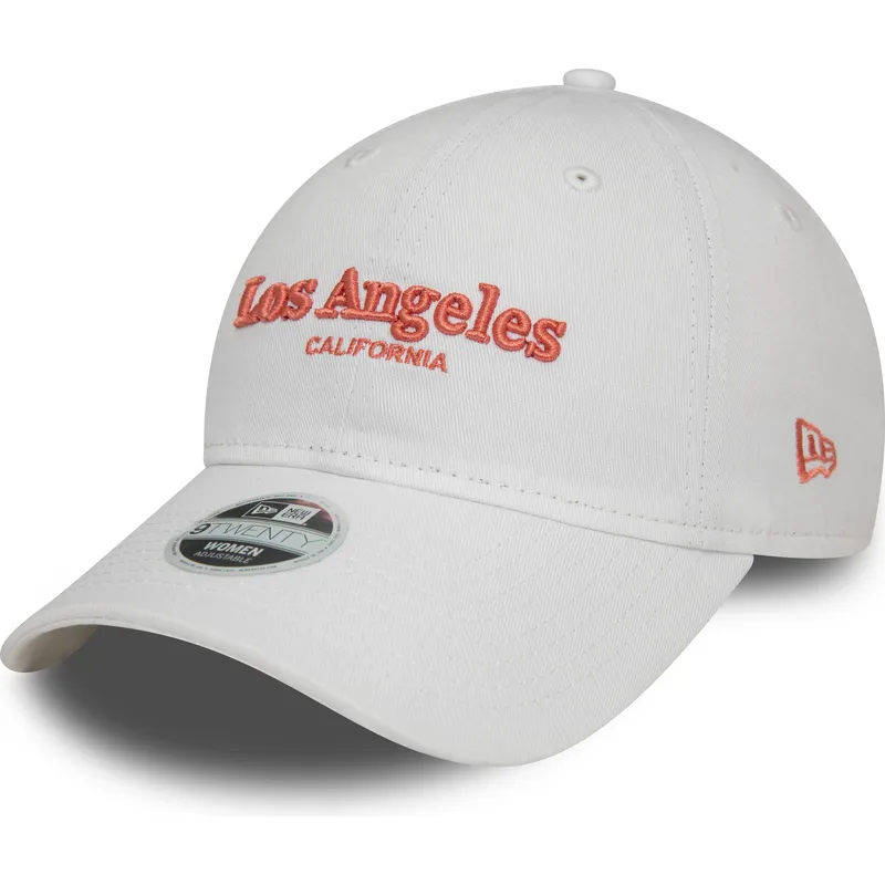 cap-zaobljena-white-adjustable-strap-9twenty-wordmark-los-angeles-california-new-era