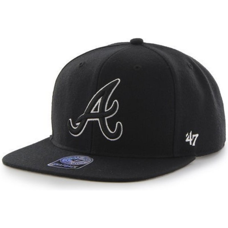 47-brand-flat-brim-atlanta-braves-mlb-sure-shot-black-snapback-cap
