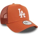 new-era-a-frame-league-essential-los-angeles-dodgers-mlb-brown-trucker-hat