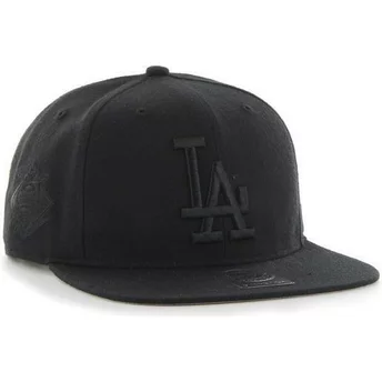 47 Brand Flat Brim Black Logo Los Angeles Dodgers MLB Sure Shot Black Snapback Cap
