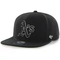 47-brand-flat-brim-black-and-white-logo-oakland-athletics-mlb-sure-shot-black-snapback-cap