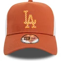 new-era-a-frame-seasonal-infill-los-angeles-dodgers-mlb-brown-and-white-trucker-hat