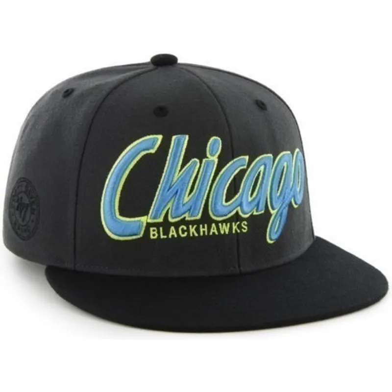 kapa-ravna-crna-snapback-letras-chicago-blackhawks-nhl-47-brand kapa-ravna-crna-snapback-letras-chicago-blackhawks-nhl-47-brand