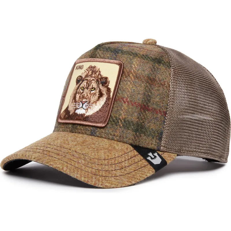 kapa-zaobljena-smeda-snapback-king-moon-lion-uk-plaid-the-farm-goorin-bros