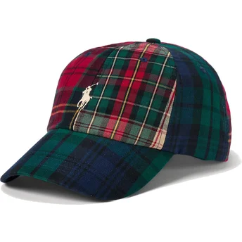 Polo Ralph Lauren Curved Brim White Logo Classic Sport Plaid Multicolor Adjustable Cap