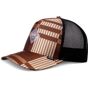 Djinns HFT Shiny Check Brown and Black Trucker Hat