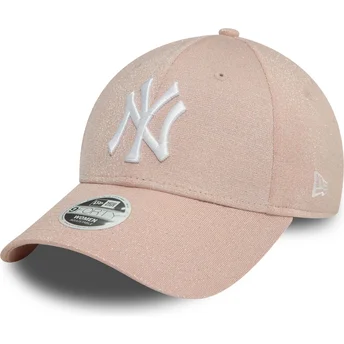 Kapa zaobljena ružičasta podesiv 9FORTY Glitter New York Yankees MLB New Era