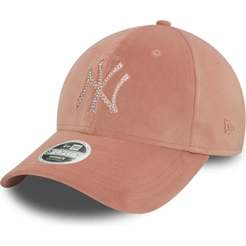 kapa-zaobljena-ruzicasta-podesiv-9forty-velour-diamante-new-york-yankees-mlb-new-era