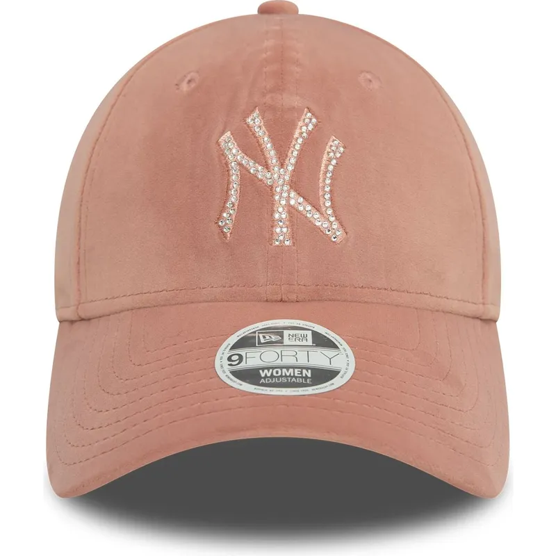 kapa-zaobljena-ruzicasta-podesiv-9forty-velour-diamante-new-york-yankees-mlb-new-era