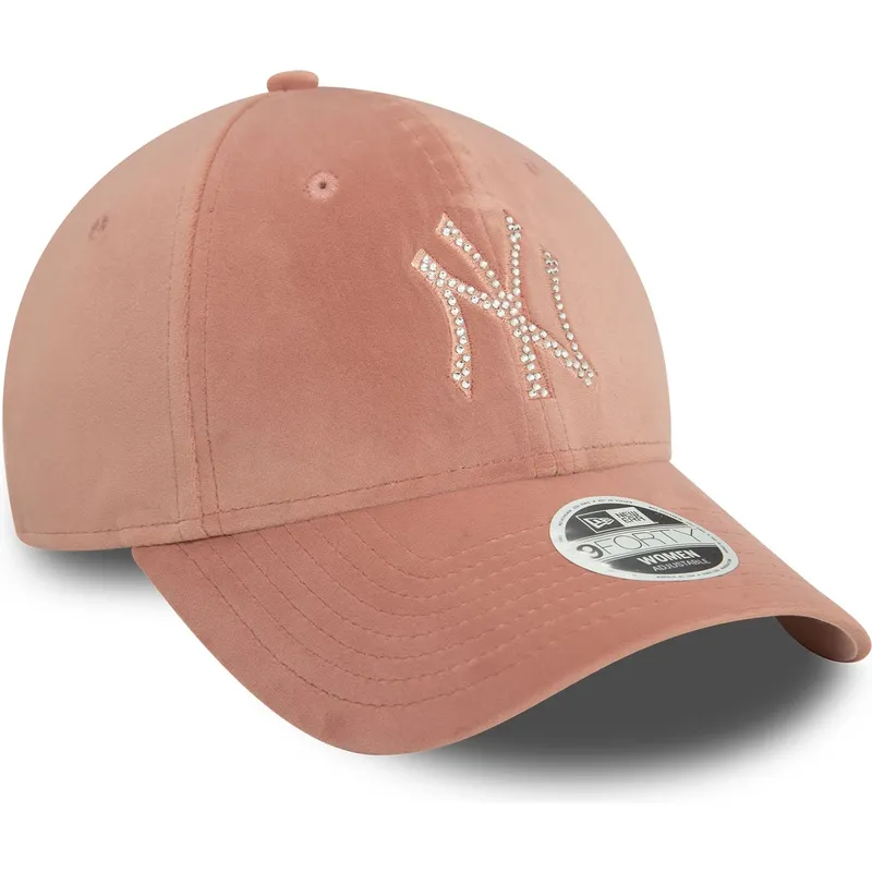 kapa-zaobljena-ruzicasta-podesiv-9forty-velour-diamante-new-york-yankees-mlb-new-era