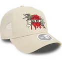 new-era-women-9forty-e-frame-flower-bird-beige-trucker-hat