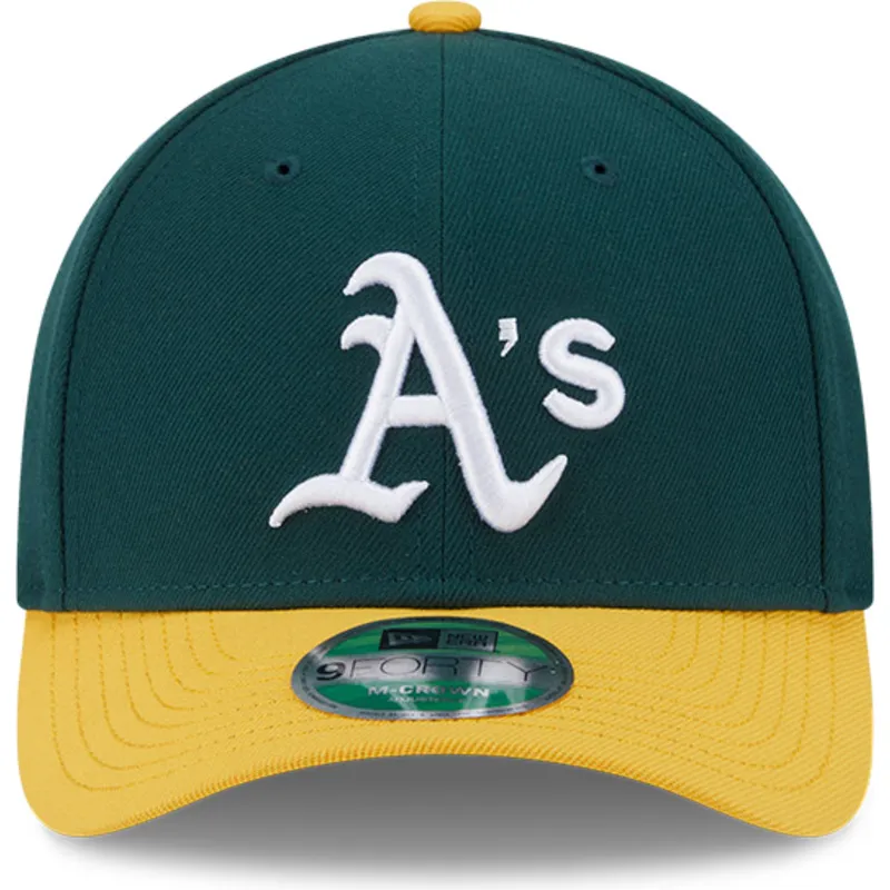 kape-zaobljena-zelena-snapback-9forty-m-crown-player-replica-oakland-athletics-mlb-new-era