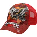 kapa-zaobljena-crvena-snapback-brave-hearts-ed-hardy
