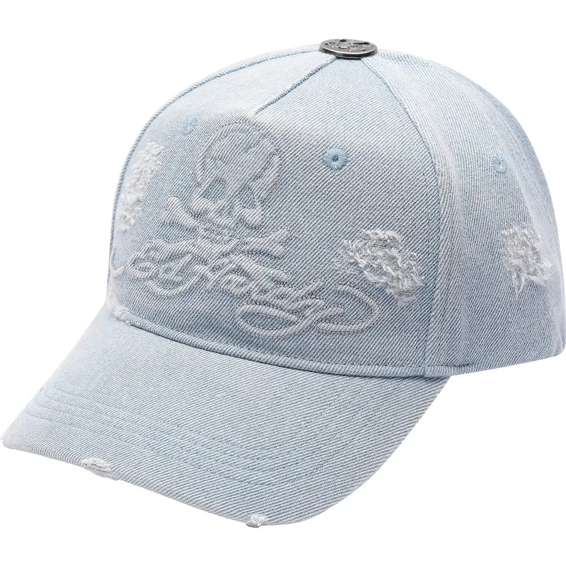 kapa-zaobljena-plava-podesiv-denim-embossed-skull-ed-hardy