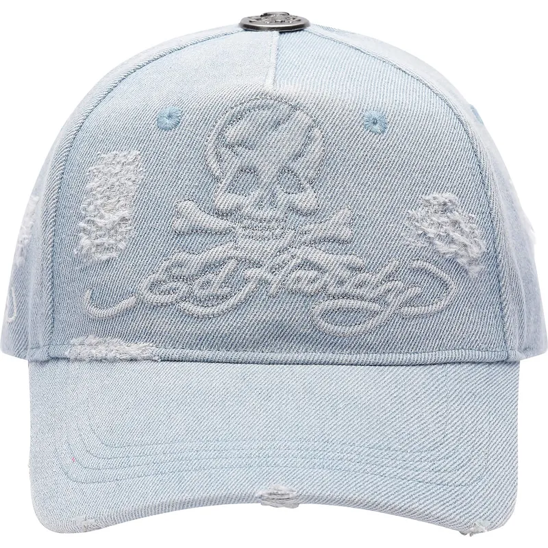 kapa-zaobljena-plava-podesiv-denim-embossed-skull-ed-hardy