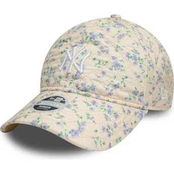 Kapa zaobljena bež podesiv 9TWENTY Floral Quilt New York Yankees MLB New Era