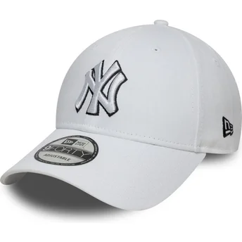 Cap zaobljena white adjustable strap 9FORTY Outline New York Yankees MLB New Era