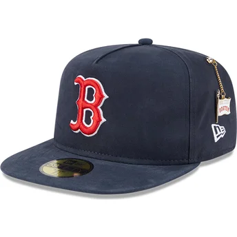 New Era Flat Brim 59FIFTY A Frame Championship Side Flag Boston Red Sox MLB Navy Blue Fitted Cap