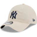 new-era-curved-brim-navy-blue-logo-9twenty-linen-spring-training-fan-pack-2025-new-york-yankees-mlb-beige-adjustable-cap