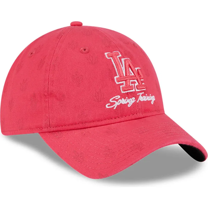 cap-zaobljena-pink-adjustable-strap-9twenty-pattern-spring-training-fan-pack-2025-los-angeles-dodgers-mlb-new-era