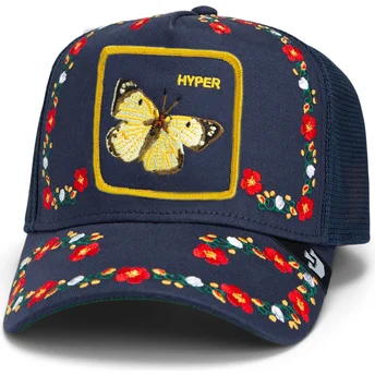 Kape zaobljena mornarsko plava snapback Goorin Bros. Butterfly Hyper Active Flora Fauna The Farm Navy Blue Hat The Farm de Goorin Bros.