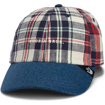 Kapa zaobljena mornarsko plava snapback Goorin Bros. Curved Brim Raised In A Barn Papa Cap Madras The Farm Navy Blue and Red Cap The Farm Goorin Bros.