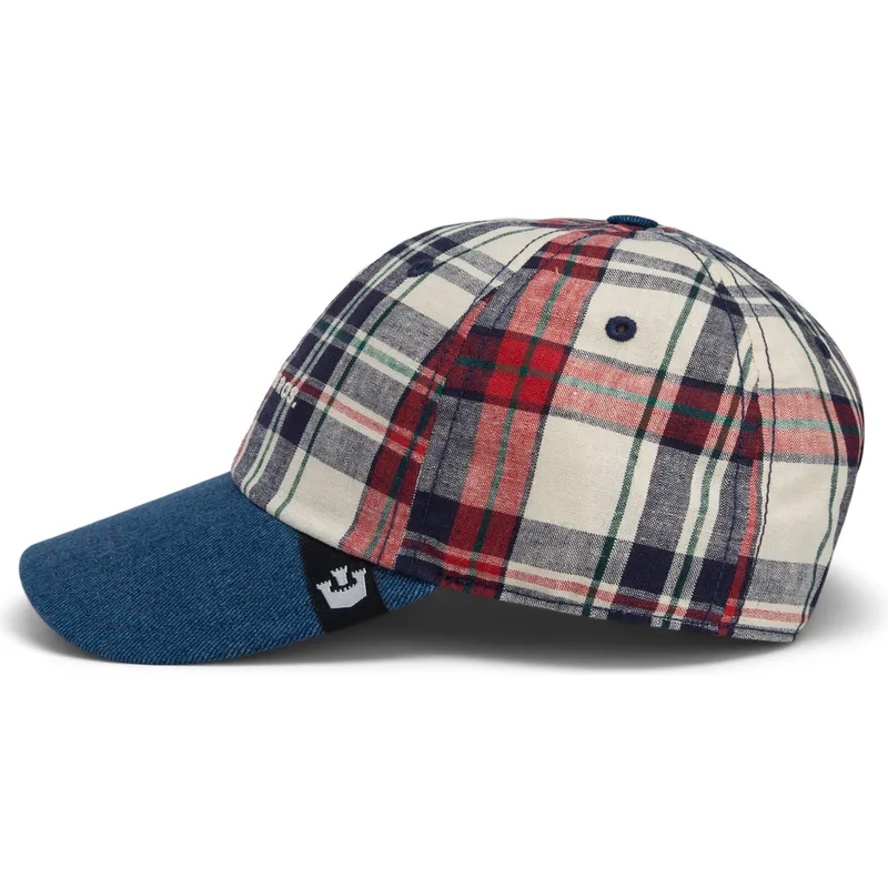 cap-zaobljena-navy-blue-snapback-goorin-bros-curved-brim-raised-in-a-barn-papa-cap-madras-the-farm-navy-blue-and-red-cap-the-far