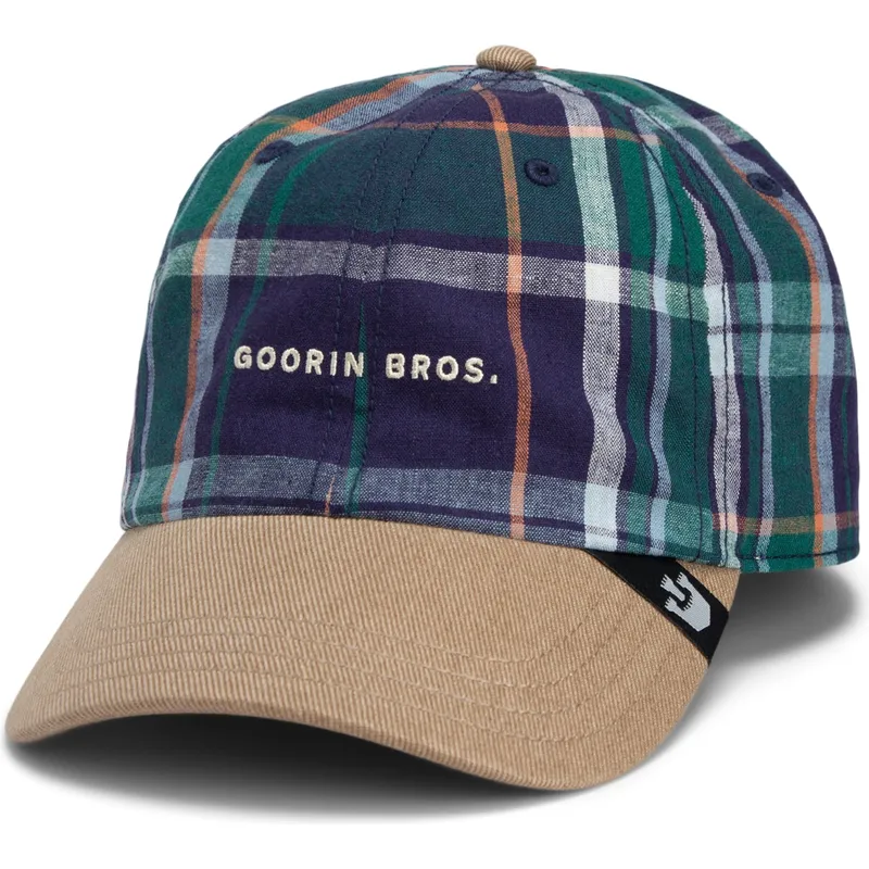 kapa-zaobljena-visebojno-snapback-goorin-bros-curved-brim-hardly-working-papa-cap-madras-the-farm-navy-blue-and-brown-cap-the-fa