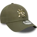 new-era-curved-brim-9forty-seasonal-infill-new-york-yankees-mlb-green-adjustable-cap