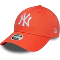 new-era-curved-brim-women-9forty-league-essential-new-york-yankees-mlb-orange-adjustable-cap
